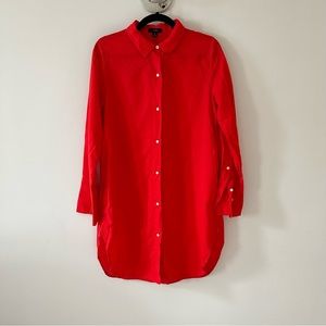 J Crew Red Button Down Coverup, Size S
